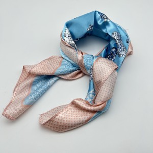 blue retro small silk scarf